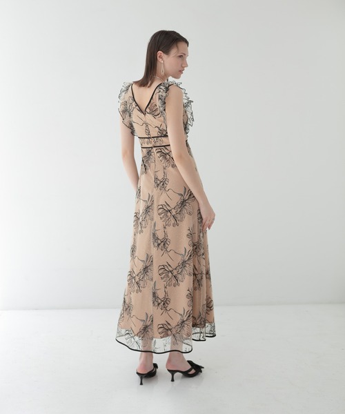 セール】【LEJA LUXE】フラワーシアーレースAラインドレス