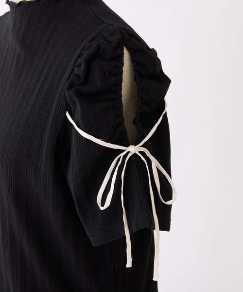 one after another NICE CLAUP(ワンアフターアナザーナイスクラップ)の「スリット入りリボンテレコトップス(Tシャツ/カットソー・レディース・オフホワイト/杢グレー/ブラック/ホワイト系その他・FREE)」の7枚目の写真