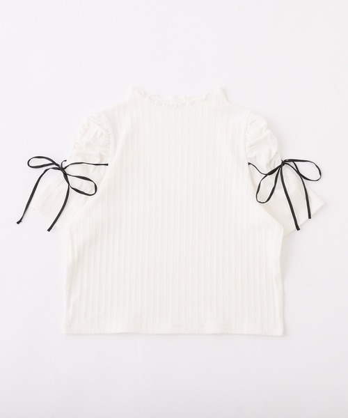 one after another NICE CLAUP(ワンアフターアナザーナイスクラップ)の「スリット入りリボンテレコトップス(Tシャツ/カットソー・レディース・オフホワイト/杢グレー/ブラック/ホワイト系その他・FREE)」の12枚目の写真