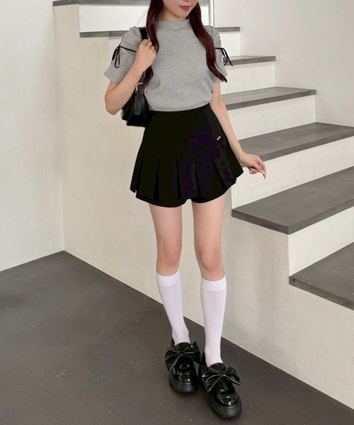 one after another NICE CLAUP(ワンアフターアナザーナイスクラップ)の「スリット入りリボンテレコトップス(Tシャツ/カットソー・レディース・オフホワイト/杢グレー/ブラック/ホワイト系その他・FREE)」の22枚目の写真