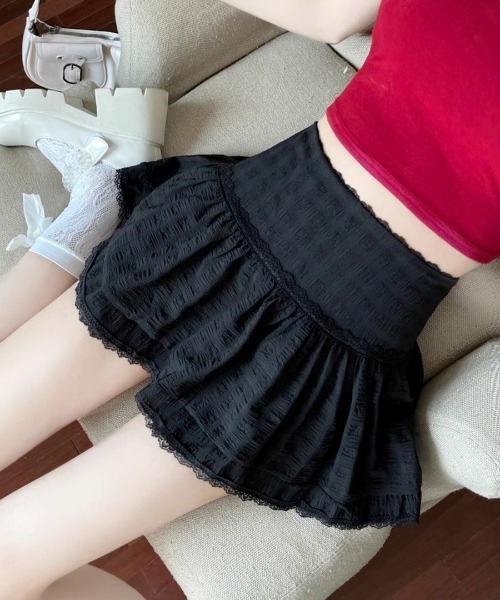Riff(リフ)の「レースフレアミニスカート(スカート・レディース・ブラック/ホワイト・S/L/M)」の11枚目の写真