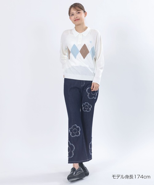 MARY QUANT デイジーパッチデニムパンツ ブルー　新作 MARY QUANT ONLINE SHOP｜マリークヮントオンラインショップ