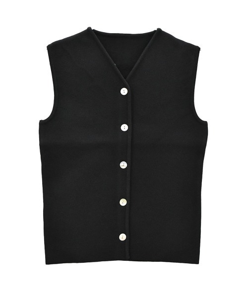 Reurie'（レウリィ）の「オリジナルシェルボタンニットベスト／original shellbutton knit vest ノースリーブ タンクトップ Vネック フロントボタン きれいめ シンプル モード レディライク オフィスカジュアル（ベスト・レディース・アイボリー/ブラック/グレイッシュベージュ・FREE）」の13枚目の写真