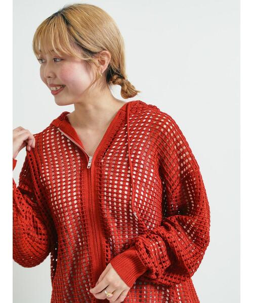 SM2（エスエムツー）の「メッシュニットジップパーカー（カーディガン/ボレロ・レディース・ブルー/オフホワイト/ブラック/レッド・F）」の4枚目の写真