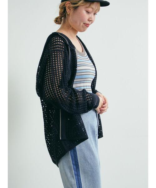 SM2（エスエムツー）の「メッシュニットジップパーカー（カーディガン/ボレロ・レディース・ブルー/オフホワイト/ブラック/レッド・F）」の6枚目の写真