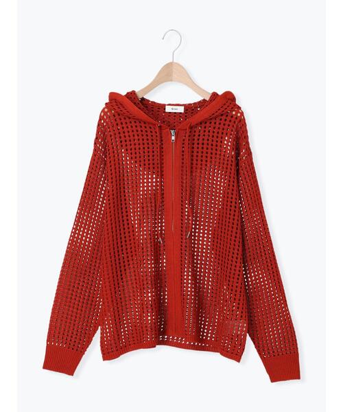 ハロッズ　メッシュボーダー白ジップパーカー2（M・9号）新品　カーディガン ハロッズ メッシュボーダー白ジップパーカー2（M・9号）新品