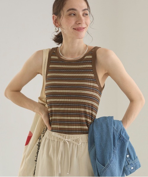ANGIE（アンジー）の「カップ付き マルチボーダー タンクトップ（タンクトップ・レディース・グリーン系その他/ブラウン系その他/ブルー系その他・FREE）」の20枚目の写真