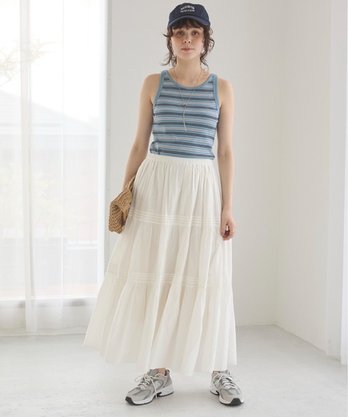 ANGIE（アンジー）の「カップ付き マルチボーダー タンクトップ（タンクトップ・レディース・グリーン系その他/ブラウン系その他/ブルー系その他・FREE）」の8枚目の写真