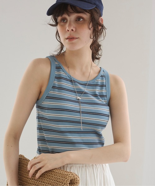ANGIE(アンジー)の「カップ付き マルチボーダー タンクトップ(タンクトップ・レディース・グリーン系その他/ブラウン系その他/ブルー系その他・FREE)」の12枚目の写真