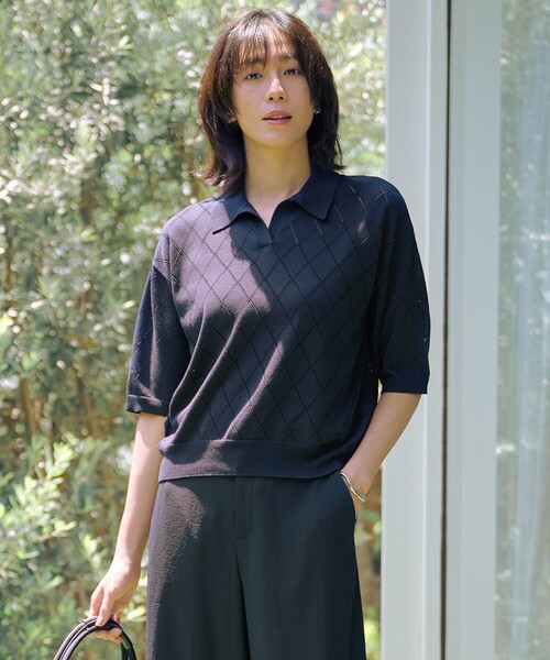 セール】【洗える・抗菌防臭】COTTON POLYESTER ポロ ニット（ニット