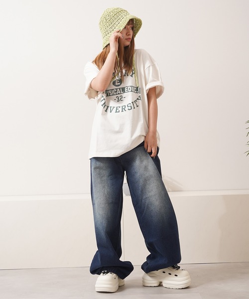 1111clothing（ワンフォークロージング）の「11.5ozデニム バックアーチロゴ ワイドデニムパンツ / 11.5oz Denim Back Arch Logo Wide Denim Pants（デニムパンツ・メンズ・ライトブルー/ブラック/インディゴブルー/ブルー系/ブラック系・M/L/XL）」の6枚目の写真
