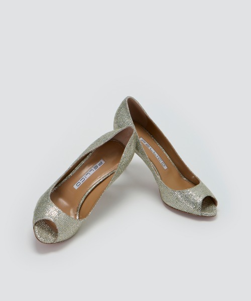 セール】RIOPEN オープントゥ パンプス 8.0cm GOLD（パンプス