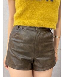 ショートパンツ キュロット EVRIS エヴリス　エブリス　RUNWAY フェイクレザーサイドポケットショートパンツ[品番：MKSW0049562