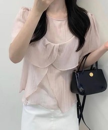 LAFFMO（ラフモ）の「シアー半袖ブラウス&レイヤードビスチェ 2点セット（シャツ/ブラウス）」