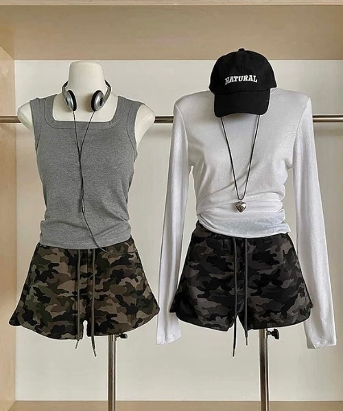 LADY LIKE（レディライク）の「カモフラージュ柄ウエストゴムショートパンツ（その他パンツ・レディース・グレー/カーキ・M）」の12枚目の写真