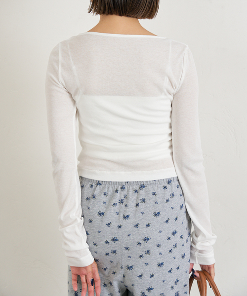 U by SPICK&SPAN（ユーバイスピックアンドスパン）の「コットンテレココンパクトカーデ（カーディガン/ボレロ・レディース・ベージュ/ホワイト/ブラウン・FREE）」の9枚目の写真