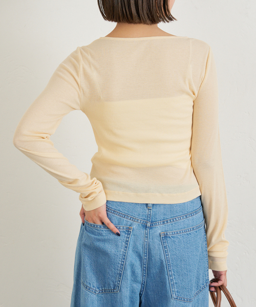 U by SPICK&SPAN（ユーバイスピックアンドスパン）の「コットンテレココンパクトカーデ（カーディガン/ボレロ・レディース・ベージュ/ホワイト/ブラウン・FREE）」の15枚目の写真