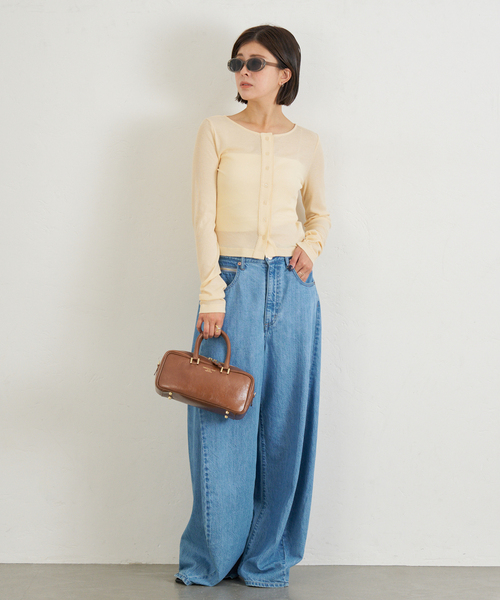 U by SPICK&SPAN（ユーバイスピックアンドスパン）の「コットンテレココンパクトカーデ（カーディガン/ボレロ・レディース・ベージュ/ホワイト/ブラウン・FREE）」の13枚目の写真