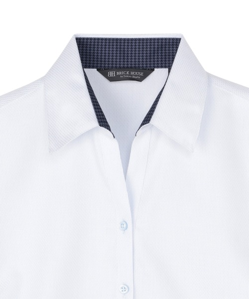 TOKYO SHIRTS（トウキョウシャツ）の「形態安定ノーアイロン スキッパー 5分袖ビジネスワイシャツ（ビジネスシャツ・レディース・サックスブルー・LL/S/M/L/XL）」の3枚目の写真