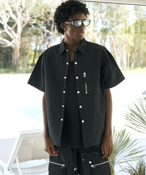 MLVINCE / メルヴィンス】NYLON S/S SHIRTS / ブラック [NSS21BK