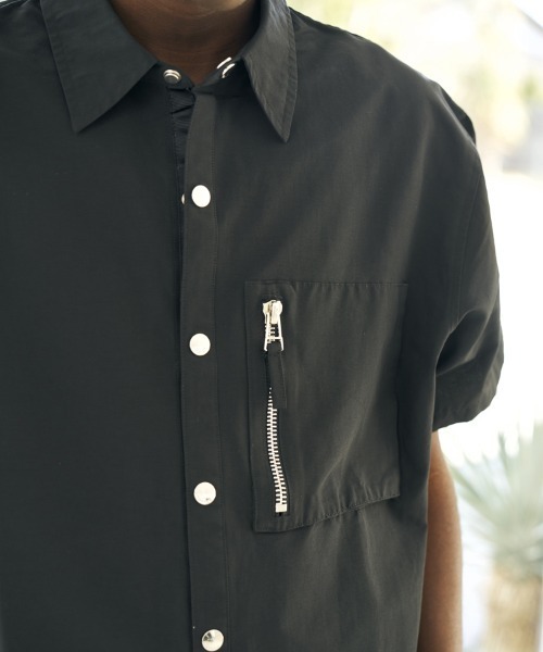 STYLISE（スタイライズ）の「【MLVINCE / メルヴィンス】NYLON S/S SHIRTS / ブラック [NSS21BK]（シャツ/ブラウス・メンズ・ブラック・M/L）」の3枚目の写真