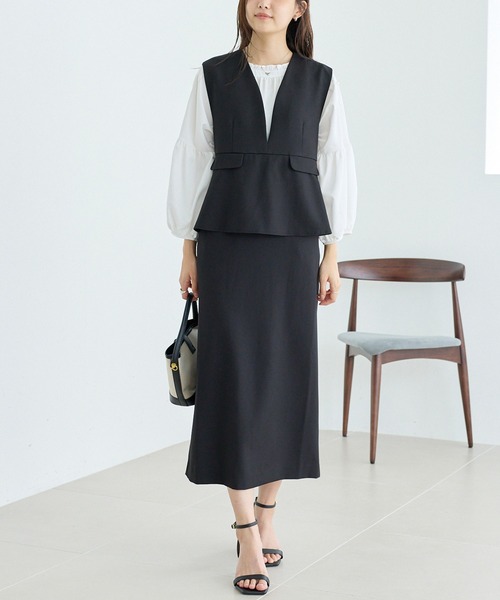 LAVEANGE（ラビアンジェ）の「【好機能シリーズ】抗菌/防臭/防シワ/フレアジャンスカワンピース（ジャンパースカート・レディース・ベージュ/ブラック・5L/4L/3L/LL/M）」の2枚目の写真