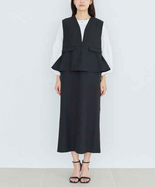 LAVEANGE（ラビアンジェ）の「【好機能シリーズ】抗菌/防臭/防シワ/フレアジャンスカワンピース（ジャンパースカート・レディース・ベージュ/ブラック・5L/4L/3L/LL/M）」の13枚目の写真