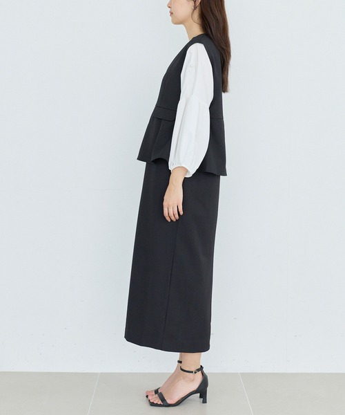 LAVEANGE（ラビアンジェ）の「【好機能シリーズ】抗菌/防臭/防シワ/フレアジャンスカワンピース（ジャンパースカート・レディース・ベージュ/ブラック・5L/4L/3L/LL/M）」の14枚目の写真