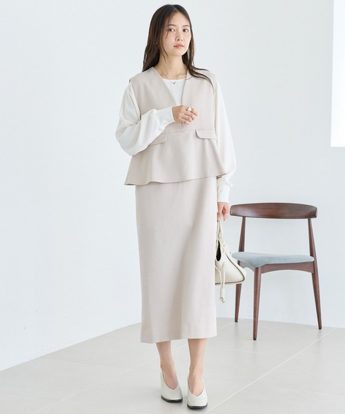 LAVEANGE（ラビアンジェ）の「【好機能シリーズ】抗菌/防臭/防シワ/フレアジャンスカワンピース（ジャンパースカート・レディース・ベージュ/ブラック・5L/4L/3L/LL/M）」の8枚目の写真