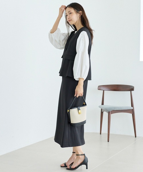 LAVEANGE（ラビアンジェ）の「【好機能シリーズ】抗菌/防臭/防シワ/フレアジャンスカワンピース（ジャンパースカート・レディース・ベージュ/ブラック・5L/4L/3L/LL/M）」の3枚目の写真