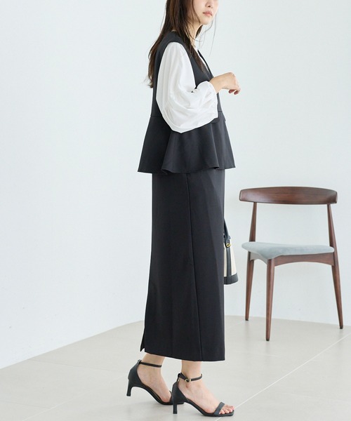 LAVEANGE（ラビアンジェ）の「【好機能シリーズ】抗菌/防臭/防シワ/フレアジャンスカワンピース（ジャンパースカート・レディース・ベージュ/ブラック・5L/4L/3L/LL/M）」の4枚目の写真