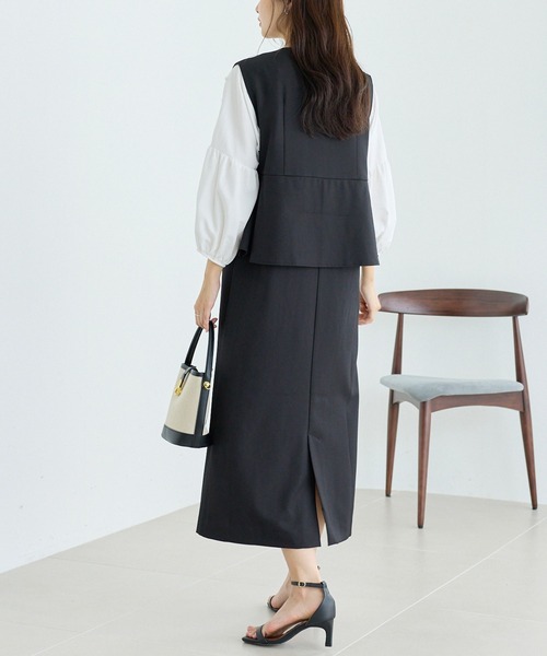 LAVEANGE（ラビアンジェ）の「【好機能シリーズ】抗菌/防臭/防シワ/フレアジャンスカワンピース（ジャンパースカート・レディース・ベージュ/ブラック・5L/4L/3L/LL/M）」の6枚目の写真