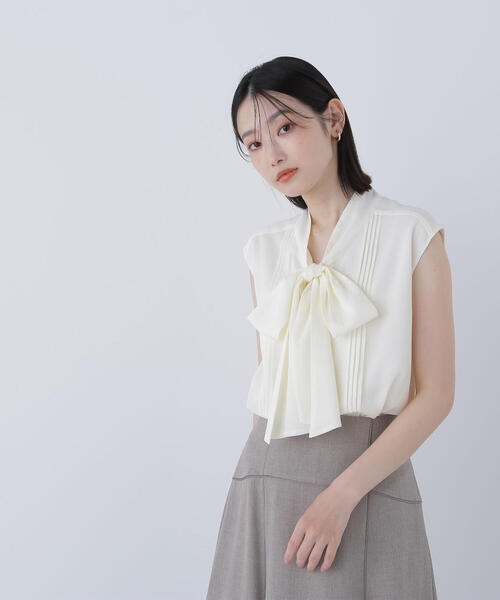 楊柳リボンボウブラウス ◇楊柳リボンボウブラウス（シャツ/ブラウス）｜NATURAL BEAUTY