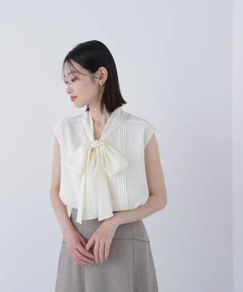 ブラウス シャツ 楊柳リボンボウブラウス レディース セール】◇楊柳リボンボウブラウス（シャツ/ブラウス）｜NATURAL
