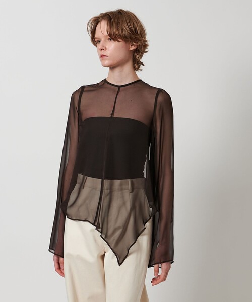 LOEFF(ロエフ)の「<LOEFF>シフォン クリオネ ブラウス(その他トップス・レディース・ブラック/ダークブラウン/オフホワイト・FREE)」の4枚目の写真