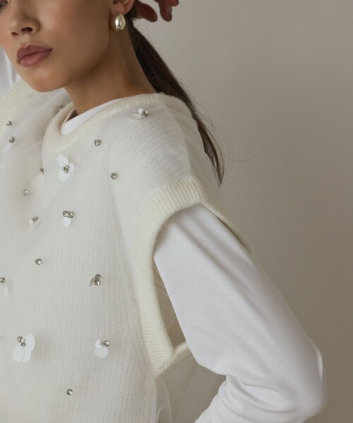 Diagram(ダイアグラム)の「チュール刺繍ニットトップ(その他トップス・レディース・ブラック/ホワイト・36)」の18枚目の写真