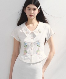 SunsetPark（サンセットパーク）の「襟付き フラワー刺繍ブラウス SP25s074【SunsetPark】（シャツ/ブラウス）」