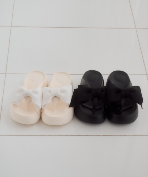Birthday room（バースデイルーム）の「【取り外し可能】リボントング厚底サンダル/2way ribbon thong platform sandals（サンダル・レディース・ブラック/ホワイト・LARGE/MEDIUM/SMALL）」の10枚目の写真