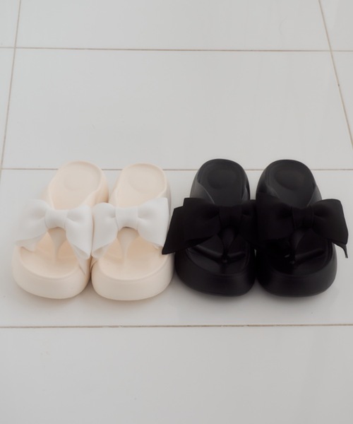 Birthday room（バースデイルーム）の「【取り外し可能】リボントング厚底サンダル/2way ribbon thong platform sandals（サンダル・レディース・ブラック/ホワイト・LARGE/MEDIUM/SMALL）」の16枚目の写真