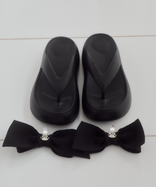 Birthday room（バースデイルーム）の「【取り外し可能】リボントング厚底サンダル/2way ribbon thong platform sandals（サンダル・レディース・ブラック/ホワイト・LARGE/MEDIUM/SMALL）」の17枚目の写真