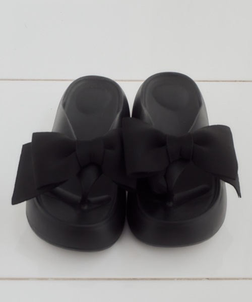 Birthday room（バースデイルーム）の「【取り外し可能】リボントング厚底サンダル/2way ribbon thong platform sandals（サンダル・レディース・ブラック/ホワイト・LARGE/MEDIUM/SMALL）」の21枚目の写真