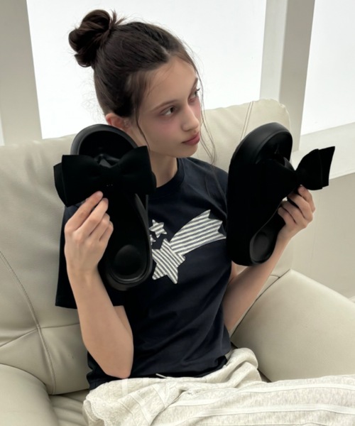 Birthday room（バースデイルーム）の「【取り外し可能】リボントング厚底サンダル/2way ribbon thong platform sandals（サンダル・レディース・ブラック/ホワイト・LARGE/MEDIUM/SMALL）」の19枚目の写真