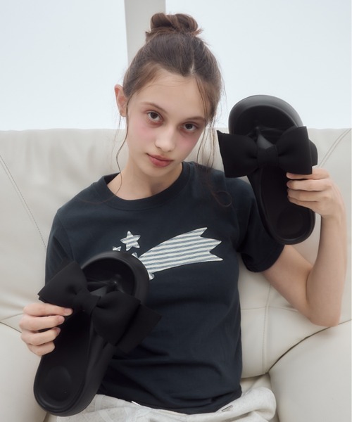 Birthday room（バースデイルーム）の「【取り外し可能】リボントング厚底サンダル/2way ribbon thong platform sandals（サンダル・レディース・ブラック/ホワイト・LARGE/MEDIUM/SMALL）」の7枚目の写真