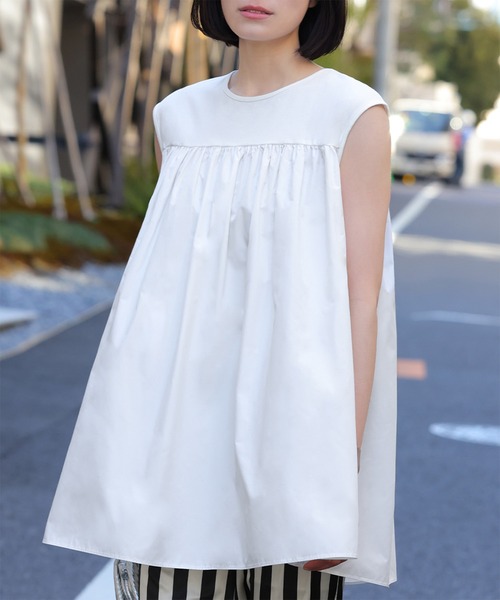 ELFRANK(エルフランク)の「異素材ドッキングフレアカットソー(Tシャツ/カットソー・レディース・オフホワイト/ピンク・FREE)」の5枚目の写真
