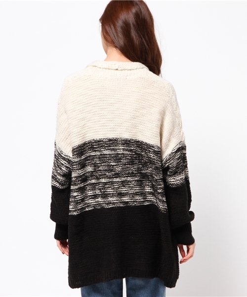 VENCEEXCHANGE（ヴァンスエクスチェンジ）の「ブロッキングガウン       （カーディガン/ボレロ・レディース・ブラック/ライトブラウン・MEDIUM）」の5枚目の写真