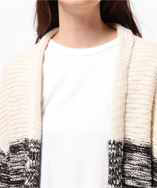 VENCEEXCHANGE（ヴァンスエクスチェンジ）の「ブロッキングガウン       （カーディガン/ボレロ・レディース・ブラック/ライトブラウン・MEDIUM）」の7枚目の写真