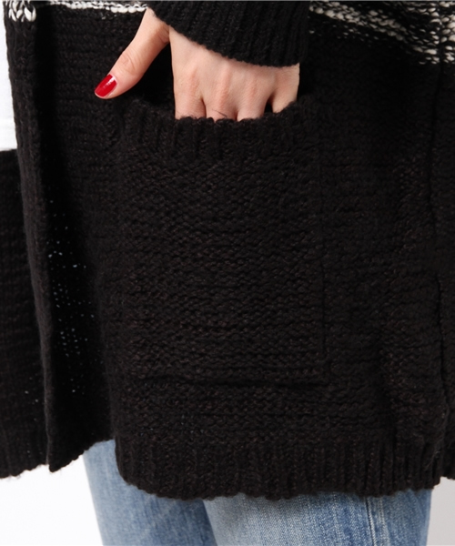 VENCEEXCHANGE（ヴァンスエクスチェンジ）の「ブロッキングガウン       （カーディガン/ボレロ・レディース・ブラック/ライトブラウン・MEDIUM）」の9枚目の写真