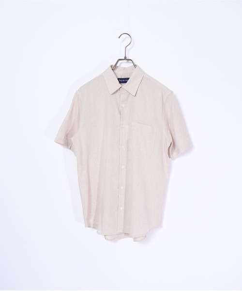 many men many mind(メニーメンメニーマインド)の「many men many mind /C/L REGULAR S/S SHIRTS /綿麻パナマレギュラーカラー半袖シャツ(シャツ/ブラウス・メンズ・ベージュ/ネイビー/ブルー/ピンク・LARGE/X-LARGE/MEDIUM)」の2枚目の写真