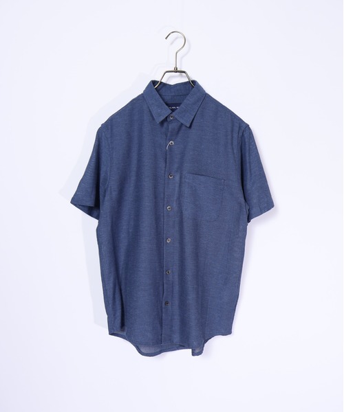 many men many mind(メニーメンメニーマインド)の「many men many mind /C/L REGULAR S/S SHIRTS /綿麻パナマレギュラーカラー半袖シャツ(シャツ/ブラウス・メンズ・ベージュ/ネイビー/ブルー/ピンク・LARGE/X-LARGE/MEDIUM)」の1枚目の写真