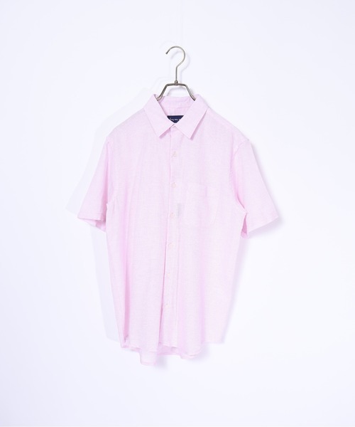 many men many mind(メニーメンメニーマインド)の「many men many mind /C/L REGULAR S/S SHIRTS /綿麻パナマレギュラーカラー半袖シャツ(シャツ/ブラウス・メンズ・ベージュ/ネイビー/ブルー/ピンク・LARGE/X-LARGE/MEDIUM)」の4枚目の写真